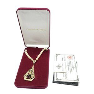 JBK Camrose Kross Faux Pearl Necklace Egyptian Pendant King Tut COA Box